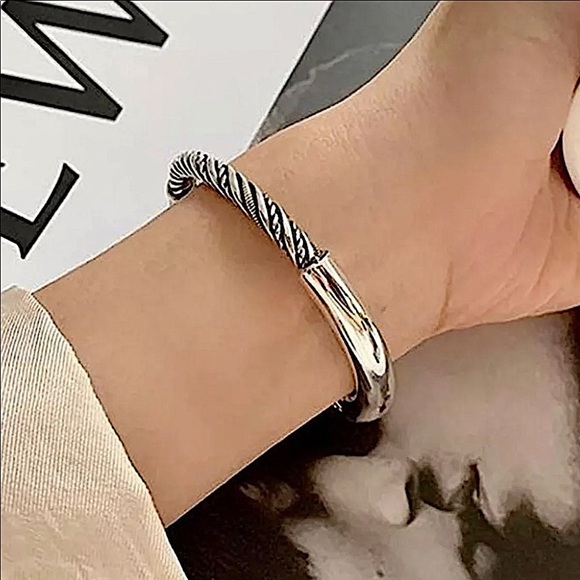 Sterling Silver Bangle Cuff Bracelet - Picture 5 of 11